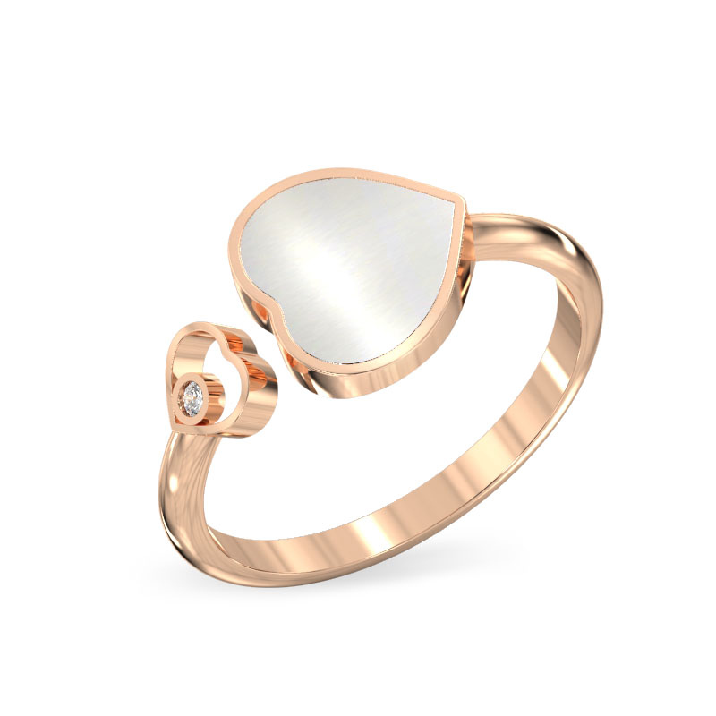 Anillo de sólido de Dos Сorazones de oro rosa