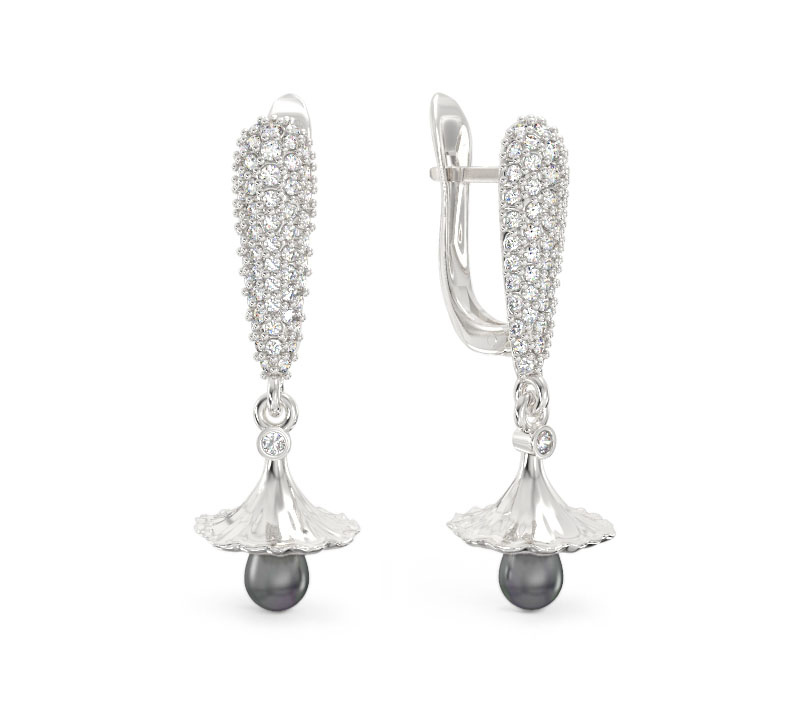 Pendientes de Campanillas Elegantes de oro blanco