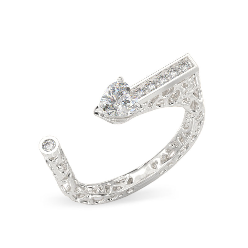 Anillo de Сorazón piedra de oro blanco