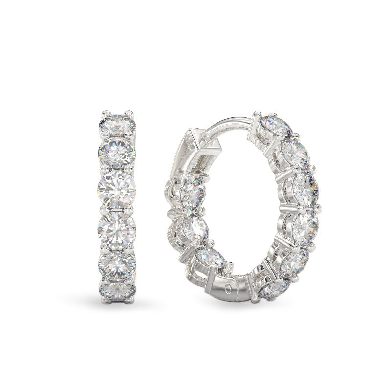 Pendientes redondos de circonitas de oro blanco